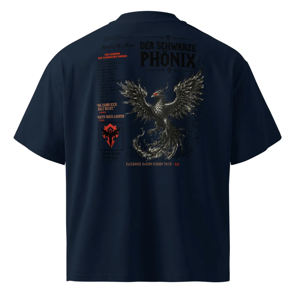 Schwarzer Phönix Unisex organic oversized high neck t-shirt